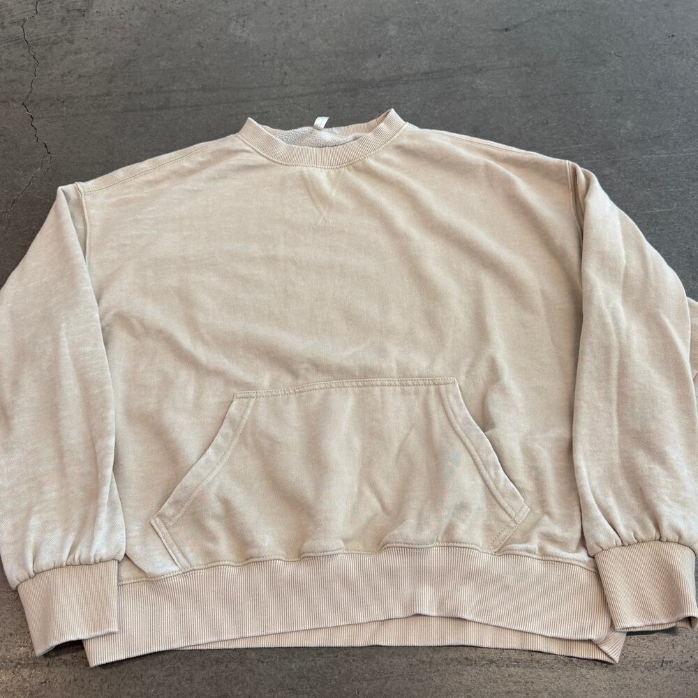 Vintage Y2k Free People Beige Tan Oversized Lightweight Soft Pullover Crewneck L